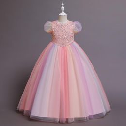 Girl's Dresses Christmas Dress Girl Halloween Costume European And America Style Princess Ball Gown Long Birthday Evening 4-12Y