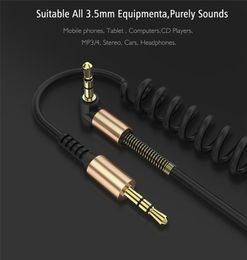 Konnektörler Sarmal Stereo Ses Kablosu 3.5mm Erkek - Erkek Evrensel Aux Kordosu Yardımcı Kablolar Araba Bluetooth Hoparlörler Kulaklıklar Kulaklık PC Hoparlör MP3 2023