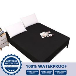 Sheets & Sets Waterproof Polyster Mattress Protector Cover Pure Colour Plain Design Skin-Friendly Bed Sheet Cover-1 Piece