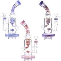 Glass Bongs Twisted Colorful Water Pipes 14mm Dabs Rig with bowls Oil Bong Nail Smoking Oil Burner Pipe
