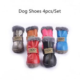 Cani 4 pz/set Cane Piccole Scarpe Inverno Caldo Pet Stivali Per Chihuahua Racchette Da Neve Impermeabili All'aperto Cucciolo Vestito Anti Scivolo