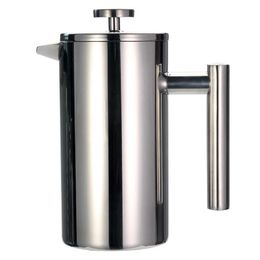 French Press Maker - Stainless Steel Coffee Pot, Double Wall Vacuum Isnulated, Portable Glass Tea Brewer with Philtre