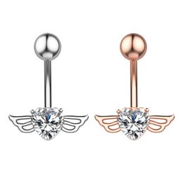 Angel Wing Belly Button Ring Diamond Navel Rings Barbell Women CZ Body Piercing Jewellery