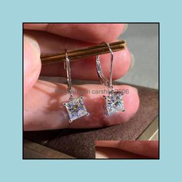 Dangle Jewelrydangle & Chandelier Rongxing White Gold Filled Square Zircon Earring Crystal Small Stone Earrings For Women Simple Fashion Dro