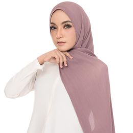 -H76 10 pcs novas mulheres rugas bolha chiffon hijab cachecol xales plissado ruga turbante muçulmano envolve lenços de envoltórios longos