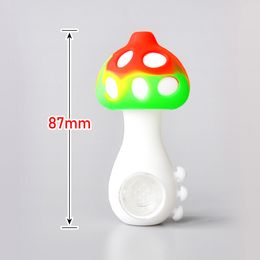 Fedex free Mushroom Smoking Pipes silicone hand pipe with glass bowl water bong smoke accessory