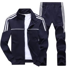 Men's Set Spring Autumn Man Sportswear 2 Piece Sets Sports Suit Jacket+Pant Sweatsuit Male Tracksuit Asia Size L-4XL Tracksuits