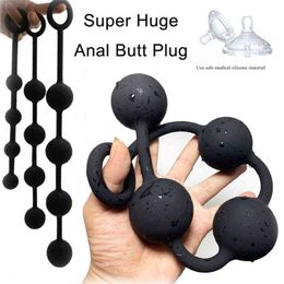 NXY Sex Anal toys Huge Butt Plug Adults Shop Toys For Men Gay Women vaginal 4 Pull Beads Balls Dilator Tail Intimacy toy Products 1216