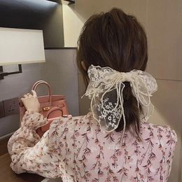 Fashion Black White Lace Barrette Bow Knot Scarf Decor Haiclips for Women Girls Hairpin Elegant Headwear Hair Accessories