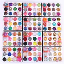 Nail Art Sequins Glitter Decorations 12 Colours 3D Shell Paper Diamond Shaped Peach Heart DIY Nails Stickers Tips Set Kit Tools