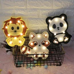 LED Animals Decotation Night Lights Unicorn Horse Panda Lion Raccoon Dinosaur Flamingo Pink Swan Kids Bedside Lamp