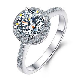 Womens Rings Crystal Classic 18K platinum plated stone diamond ring with Lady Cluster styles Band