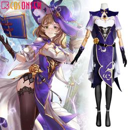 Traje de Cosplay de Lisa Cosplay de Genshin Lisa Lisa Witch of Purple Rose Costume Made Y0903