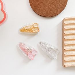 New Korean Children's Cute Quicksand Transparent Bear BB Clip for Sweet Girl Princess Fashion Cartoon Hairpins Hair Accessories