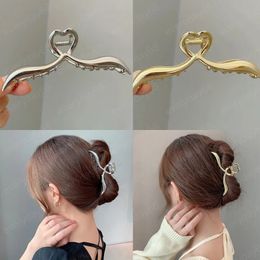 Korean Elegant Metal Hair Claw Clamps For Women Geometric Vintage Hair Clip Simple Love Cross Headband Hairpin Fashion Hair Accessories