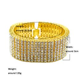 Link, Chain European And American Hip-hop 8 Drainage Diamond Bracelet Men's Exaggerated Big