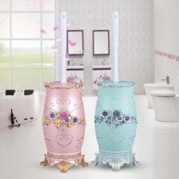 Toilet Brushes & Holders Modern Brush Set European Creative Bathroom Plastic Round Head With Base Resin LB51308