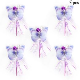 Cat Toys Teaser Wand 5pcs Colourful Interactive Chase Rod Bow Ribbon Replacement Refill Pet Cats Training Playing Stick Toy