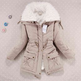 Women Winter Jacket Thicken Long Down Jacket Women Coat Slim Fit Hair Collar Cotton-padded Clothes Coat Women Down Coats 211130