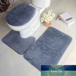 Pcs Shell Embossing Toilet Mats+Pedestal Rugs+Toilet Lid Cover Bathroom Flannel Water Absorption Carpet Solid Colour Foot Pads Bath Mats Factory price expert design