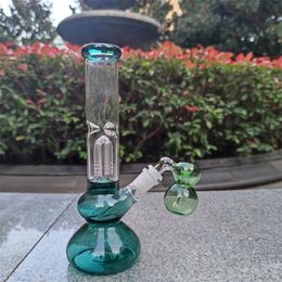 10 Inch Hookah Peacock Green Glass Water Pipe Bong Tree Percolator Extra Ash Catcher