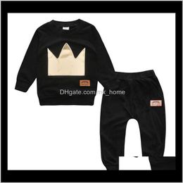 Boy Long Sleeved Top Pants 2 Pcs Sport Children Clothes Born Crown Baby O0Shr Sets Q2Iaz