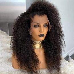 Natural Hairline Glueless Black Color Bouncy Curly Lace Front Wigs Synthetic Wig with baby hair For Women