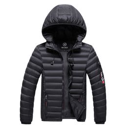 Men Solid Thicken Down Coats Fashion Trend Warm up Windproof Plus Size Hooded Jacket Designer Winter Male Simple Bread Casual Puff Jackets