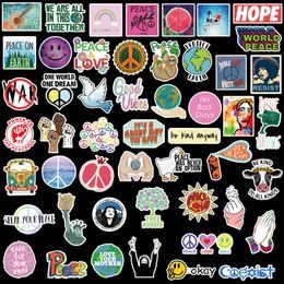 50Pcs-Pack Peace Love Sign Peaceful Vinyl Sticker Waterproof Stickers for Water Bottle Laptop Car Planner Scrapbooking Phone Mac Wardrobe Door Wall Tablet Decal