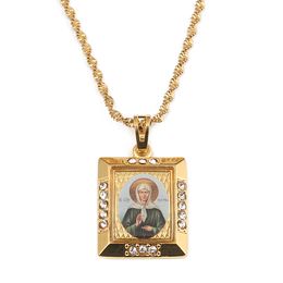 Russia Blessed Matrona Of Moscow Pendant Necklaces Gold Colour Catholicism Orthodox Church Virgin Mary Ukraine Jewellery For Women