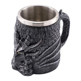 3d mug cup UK - Mugs 3D Retro Dragon Mug Beer Drink Cup 450ml Stainless Steel Double Layer Coffee Cups Novelty Gothic Gift Lovers Collector