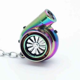 Creative Automobile Turbine Cigarette Lighter Key Chain Business Usb Rechargeable Metal Car Pendant