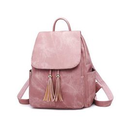 Fashion Woman Backpacks Lady's Leather Backpacks Female School Backpack Women Shoulder Bags for Teenage Girls Travel Back Tassel Q0528