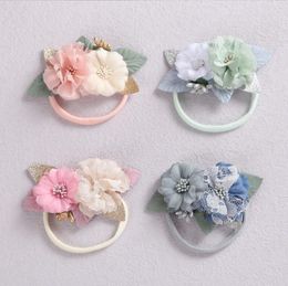 2021 New Girls Rose Flower Elastic / Nylon Headband 20 Pcs/Lot For Newborn Baby Kids Hair Accessories