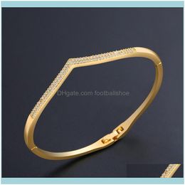 Bangle Bracelets Jewelrydesigners Lovers Love Women Aaa Super Zircon Double Row Diamond Temperament Thin Bracelet Aessories Brb27 Drop Deliv