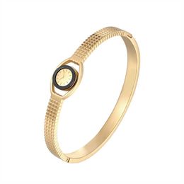 New Arrival Imitation Watch Shape Woman Bangle Bracelet Stainless Steel Jewellery Woman Bracelet Gift for Women Q0719