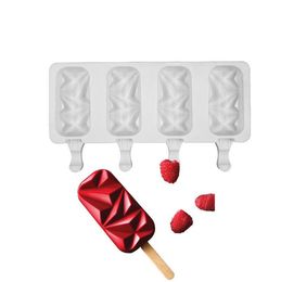Ice Cream Tools Silicone Ice-lolly Molds 4 Cell Food Safe Popsicle Maker DIY Homemade Freezer