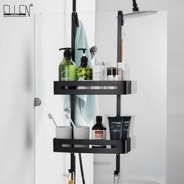 Black Hanging Bath Shelves Bathroom Shelf Organizer Nail-free Shampoo Holder Storage Shelf Rack Bathroom Basket Holder EL5018 210724