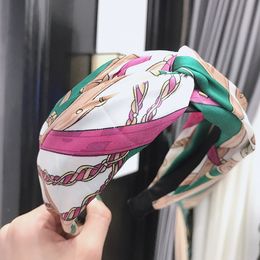 Spring Flower Satin Fabric Knot Headband Cross Knot Hairband Turban Adult Hair Accessories