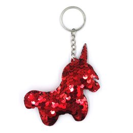 2022 New Party Favour Reflective shiny unicorn pendant sequined pony bag Colourful sequined key-chain