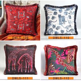 Luxury pillow case designer Signage tassel 20 Tiger and leopard animal floral patterns printting pillowcase cushion cover 45*45cm for Living room sofa decorative