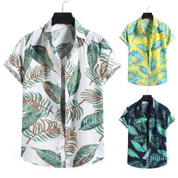 Luxury-Men's Casual Shirts Fashion Cotton Linen Print Short Sleeve Button Shirt Blouse Top Est Male Summer Beach Handsome Men