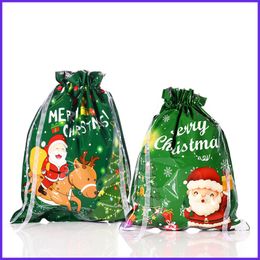 Christmas Gift Bags Holiday Party Candy Santa Snowman Elk Drawstring Bag Household Accessories and Toys Plastic Sacks