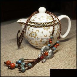 Pendant Necklaces & Fashion Ethnic Jewellery Ceramic Tibetan Sier Double Fish Vintage , Women Sweater Necklace Pendants Drop Delivery 2021 Rov