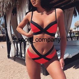 Padded Swimming Suit for Women Red Two Pieces Bikini Sets Push Up Summer Beach Bathing Suits Swimwear Viquinis Mujer 2021