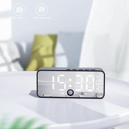 Portable Speakers Multifunction Mirror LED Digital Alarm Clock Wireless Bluetooth-compatible Speaker Music Stereo Sound FM Radio