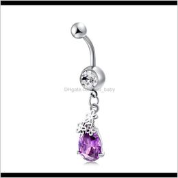 & Bell Rings Drop Delivery 2021 Medical Stainless Steel Button Piercing Crystal Stones Navel Umbilical Belly Ring Body Jewellery Bkipf