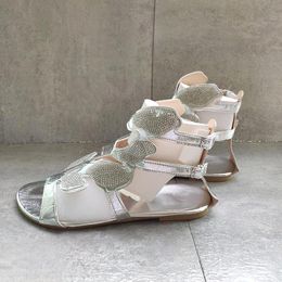 Frau Hausschuhe Strass Slides Sandalen Damen Damen Schmetterling Schuhe Wohnungen weiblich Sexy Mode Kristall offene Spitze Knöchel Reißverschluss Größe 35-43 NO13