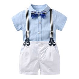 Summer children's clothing boy's Short Sleeve Shirt suspenders boy's gentleman's first year dress handsome suit GC307
