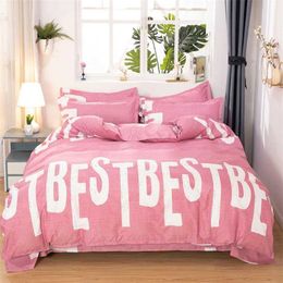 Kuup Soft Bedding Set Queen Size Comforter Sets Duvet Cover Set Pink Bedsheets King Size Bed Sheets Euro Bedding 2 Person Love 211007